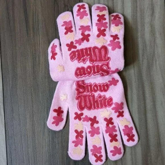 NWT Disney Princess SNOW WHITE Girls Knit Gloves Pink 1 Size Youth - Picture 1 of 5